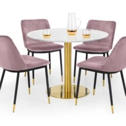 Palermo 4 Seater Round Pedestal Dining Table, White -Julian Bowen 30794330 alt03