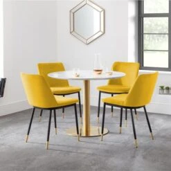 Palermo 4 Seater Round Dining Table With 4 Delaunay Chairs
