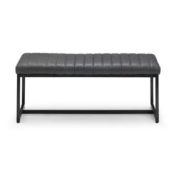 Soho 2 Seater Dining Bench, Black Faux Leather, 121cm -Julian Bowen 30794360 alt02