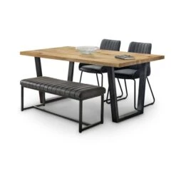 Soho 2 Seater Dining Bench, Black Faux Leather, 121cm -Julian Bowen 30794360 alt03