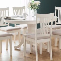 Stanmore 4-6 Seater Round Extendable Dining Table, Off White
