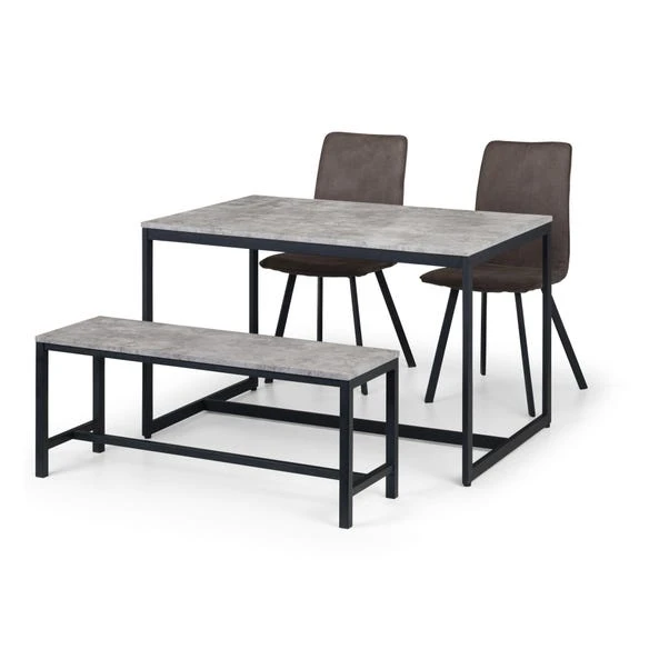 Staten 4 Seater Rectangular Dining Table With 2 Monroe Chairs And Bench, Grey 4 Staten 4 Seater Rectangular Dining Table With 2 Monroe Chairs And Bench, Grey - Image 2