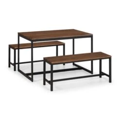 Tribeca 4 Seater Rectangular Dining Table With 2 Tribeca Benches, Brown