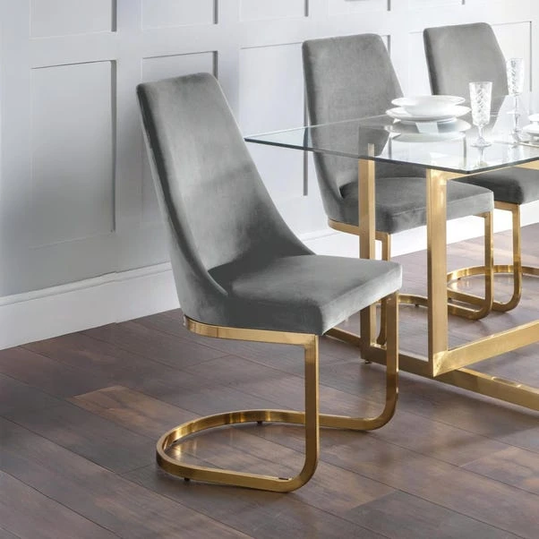 Vittoria Set Of 2 Cantilever Dining Chairs, Velvet 3 Vittoria Set Of 2 Cantilever Dining Chairs, Velvet