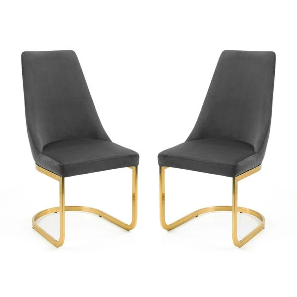 Vittoria Set Of 2 Cantilever Dining Chairs, Velvet 5 Vittoria Set Of 2 Cantilever Dining Chairs, Velvet - Image 3