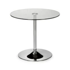 Kudos 4 Seater Round Glass Top Pedestal Dining Table, Silver 6 Kudos 4 Seater Round Glass Top Pedestal Dining Table, Silver -Julian Bowen 30794581 alt01