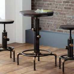 Rockport Pipework 4 Seater Round Bar Table