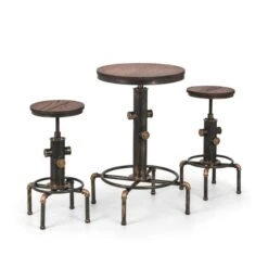 Rockport Pipework 4 Seater Round Bar Table -Julian Bowen 30794585 alt05