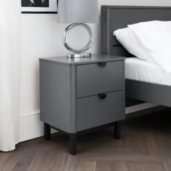Chloe 2 Drawer Bedside Table, Grey