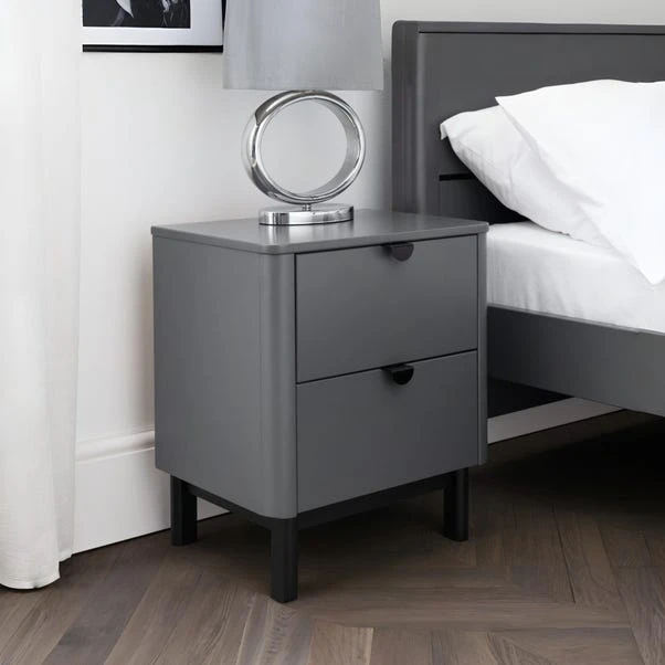 Chloe 2 Drawer Bedside Table, Grey 3 Chloe 2 Drawer Bedside Table, Grey