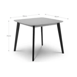 Casa 4 Seater Square Dining Table, Grey And Black -Julian Bowen 30914193 alt02