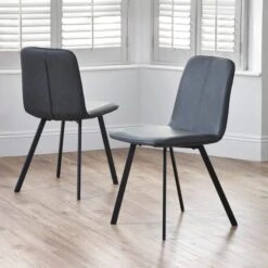 Goya Set Of 2 Dining Chairs, Faux Leather -Julian Bowen 30914203