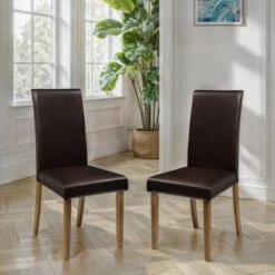 Hudson Set Of 2 Dining Chairs, Faux Leather -Julian Bowen 30914216
