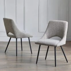 Iris Set Of 2 Dining Chairs, Boucle