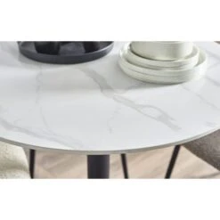 Luca 4 Seater Round Dining Table, Marble -Julian Bowen 30914230 alt02