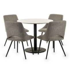 Luca 4 Seater Round Dining Table, Marble -Julian Bowen 30914230 alt03