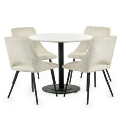 Luca 4 Seater Round Dining Table, Marble -Julian Bowen 30914230 alt04