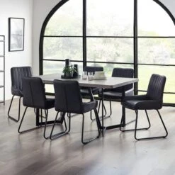 Miller 6 Seater Dining Table, Concrete Effect -Julian Bowen 30914238 alt07