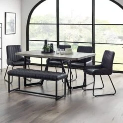 Miller 6 Seater Dining Table, Concrete Effect -Julian Bowen 30914238 alt08