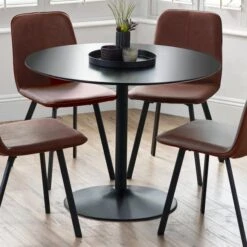 Nero 4 Seater Round Dining Table, 100cm