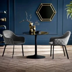 Nero 4 Seater Round Dining Table, 80cm -Julian Bowen 30914243 alt03
