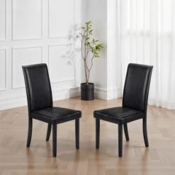 Hudson Set Of 2 Dining Chairs, Faux Leather