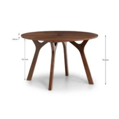 Huxley 4 Seater Round Dining Table, Walnut -Julian Bowen 30915550 alt05
