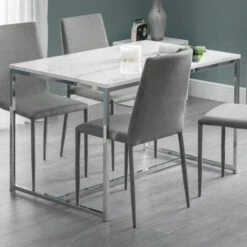 Scala 4 Seater Rectangular Dining Table, White -Julian Bowen 30915595