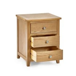 Jenkins 3 Drawer Bedside Table, Oak -Julian Bowen 30921067 alt02