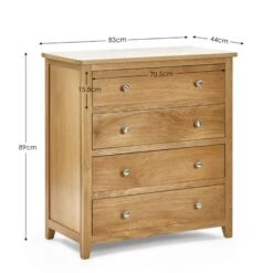 Jenkins 4 Drawer Chest, Oak -Julian Bowen 30921070 alt02