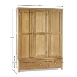 Jenkins 3 Door Wardrobe, Oak -Julian Bowen 30921118 alt03