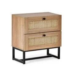 Return - Hollis 2 Drawer Bedside Table, Oak -Julian Bowen 30968717 alt02