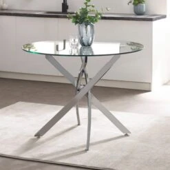 Anderson 4 Seater Round Glass Dining Table