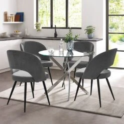 Anderson 4 Seater Round Glass Dining Table -Julian Bowen 30987566 alt06